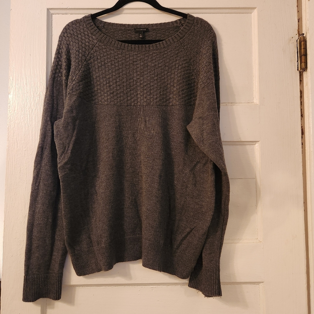 Talbots Sweater, Dark Heathered Gray Wool Blend, Crew Neck Sz XL EUC Cozy Warm